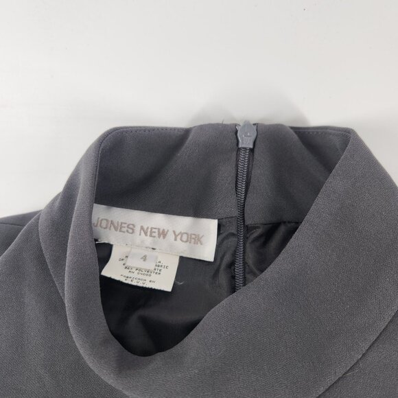 Jones New York High Neck Sheath Dress Size 4 Gray Sleeveless Pencil Office Core - Picture 4 of 8